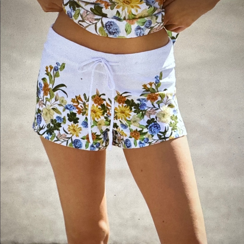 Beach Riot White Floral Balboa Shorts